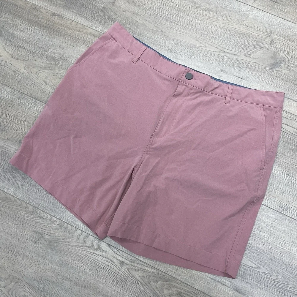 Faherty All Day Shorts Maroon Heather Men Sz 38 Outdoor Active Golf Casual